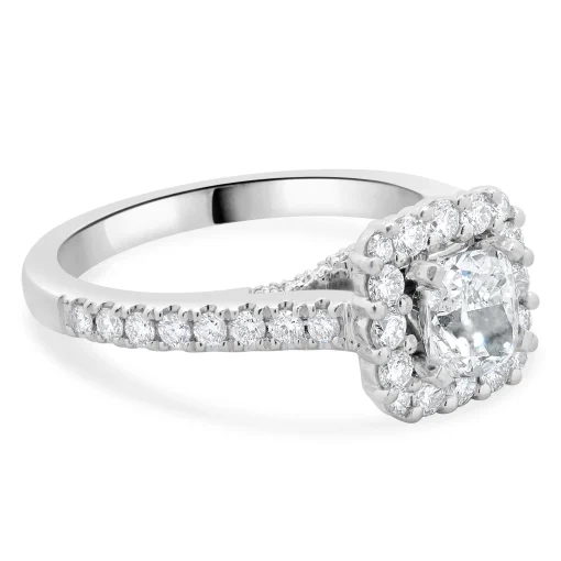 Vera Wang 14 Karat White Gold Cushion Cut Diamond Engagement Ring
