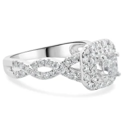 Vera Wang 14 Karat White Gold Princess Cut Diamond Engagement Ring
