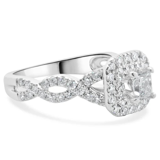 Vera Wang 14 Karat White Gold Princess Cut Diamond Engagement Ring