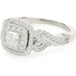 Vera Wang 14 Karat White Gold Princess Cut Diamond Engagement Ring