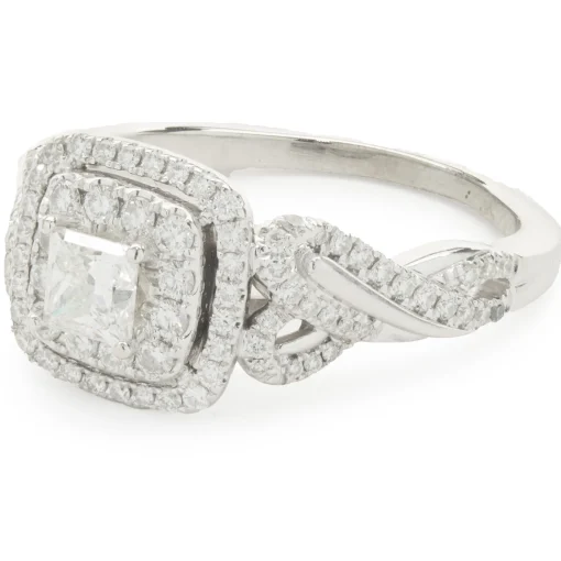 Vera Wang 14 Karat White Gold Princess Cut Diamond Engagement Ring
