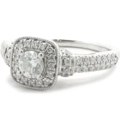 Vera Wang 14 Karat White Gold Round Brilliant Cut Diamond Engagement Ring