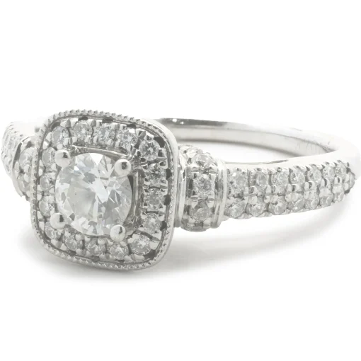 Vera Wang 14 Karat White Gold Round Brilliant Cut Diamond Engagement Ring