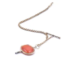 Vintage 14 Karat Yellow Gold Carnelian Fob on 10 Karat Yellow Gold Chain