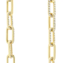18 Yellow Gold Pave Diamond Paperclip Link Necklace