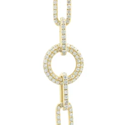 18 Yellow Gold Pave Diamond Paperclip Link Necklace