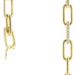 18 Yellow Gold Pave Diamond Paperclip Link Necklace