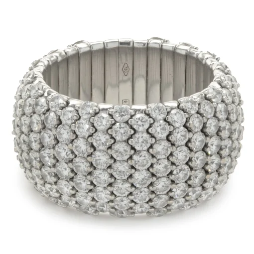 Zydo 18 Karat White Seven Row Flexible Diamond Eternity Band