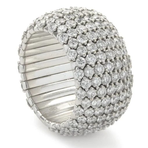 Zydo 18 Karat White Seven Row Flexible Diamond Eternity Band