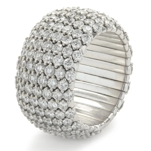 Zydo 18 Karat White Seven Row Flexible Diamond Eternity Band