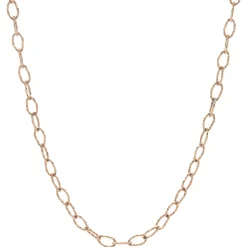 14 Karat Rose Gold Diamond Cut Oval Link Chain Necklace