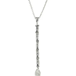 18 Karat White Gold Baguette and Pear Drop Diamond Necklace