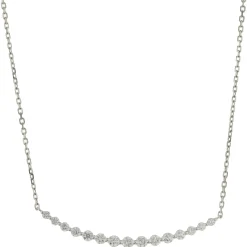 14 Karat White Gold Diamond Smile Necklace