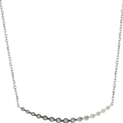 14 Karat White Gold Diamond Smile Necklace