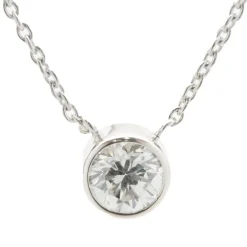 14 Karat White Gold Diamond Solitaire Necklace with Extension