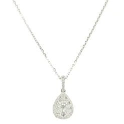 14 Karat White Gold Pave Diamond Pear Shape Necklace
