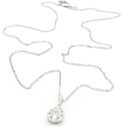 14 Karat White Gold Pave Diamond Pear Shape Necklace