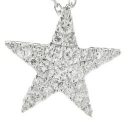 18 Karat White Gold Pave Diamond Star Necklace