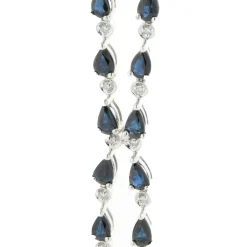 14 Karat White Gold Pear Shape Sapphire and Diamond Lariat Necklace