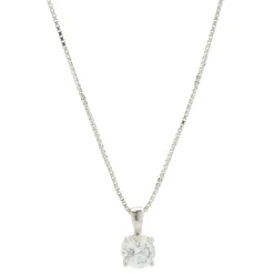 14 Karat White Gold Round Brilliant Cut Diamond Solitaire Necklace