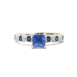 14 Karat White Gold Sapphire and Diamond Ring