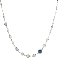 18 Karat White Gold Sapphire and Diamonds By The Yard Necklace