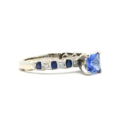 14 Karat White Gold Sapphire and Diamond Ring