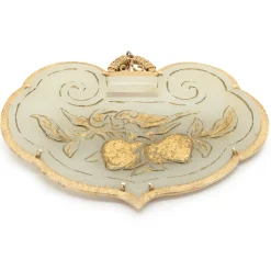 18 Karat Yellow Gold Carved Jade Pendant