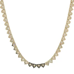 18 Karat Yellow Gold Diamond Tennis Necklace