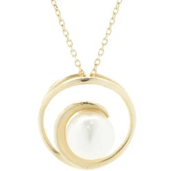 14 Karat Yellow Gold Freshwater Pearl Swirl Necklace