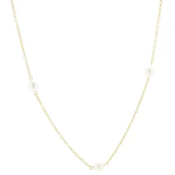 18 Karat Yellow Gold Pearl Station Necklace