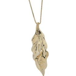 Kat Florence 18 Karat Yellow Gold Diamond Leaf Necklace
