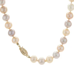 Pink and Purple Knotted Pearl Necklace
