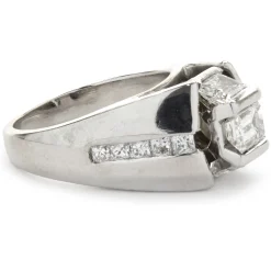 Platinum Custom Designed Emerald Cut Diamond Engagement Ring
